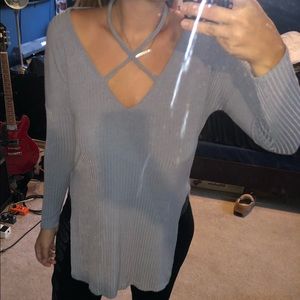Criss cross top with side slits